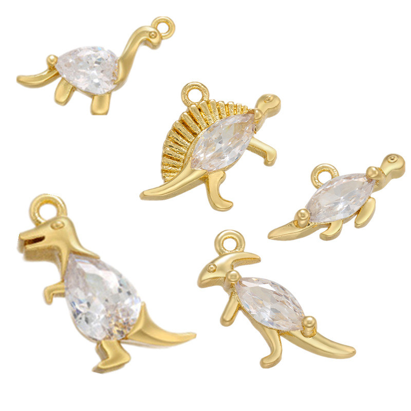 Chic Hypoallergenic Zircon Dinosaur Animal Pendant DIY Earrings Necklace Accessory