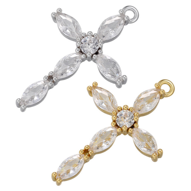 Chic Hypoallergenic Zircon Cross Pendant for Women Fashion Exquisite Handmade DIY Jewelry Accessories, Necklaces