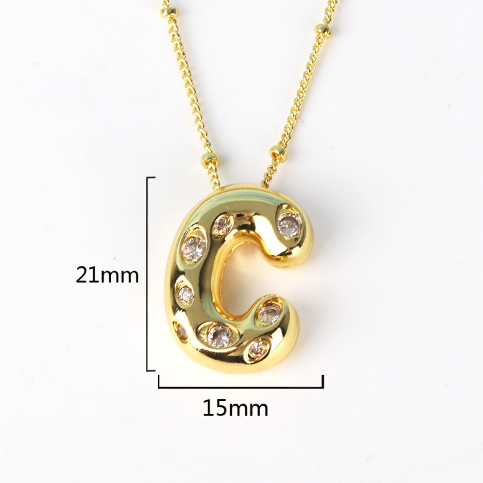 Chic Dainty Smooth Zircon 26 English Letters Pendant Necklace Women Stylish Trendy Party Festival Casual Jewelry Gift