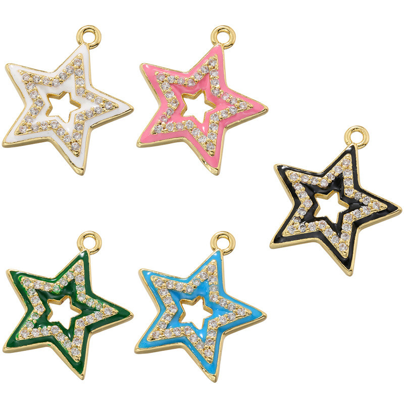 Chic Colorful Enamel Dripping Oil Pentagram Pendant Handmade DIY Jewelry Accessories