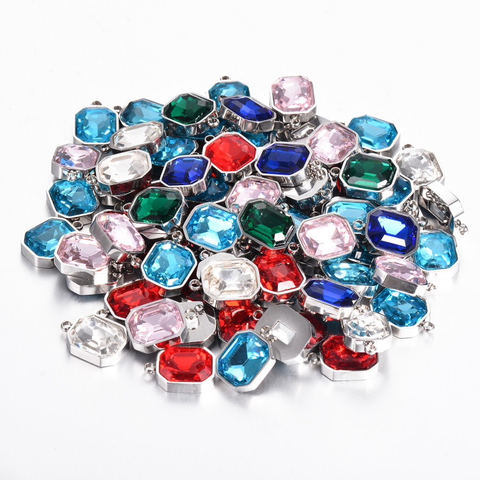 Chic Versatile Stainless Steel Glass Crystal Pendant Handmade DIY Jewelry Accessories, Necklaces
