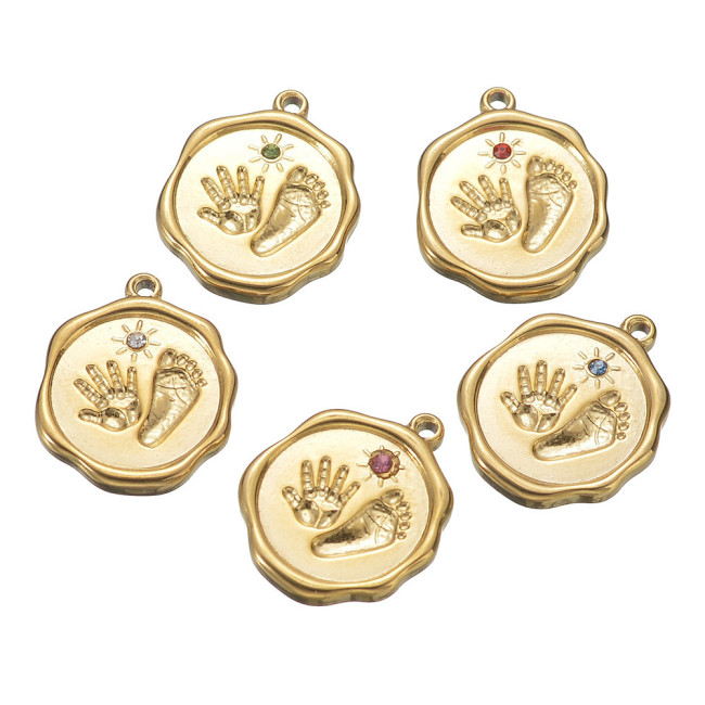 Chic Hypoallergenic 18K Gold Plated Stainless Steel Baby Palm Pendant Handmade DIY Jewelry Accessories, Necklaces