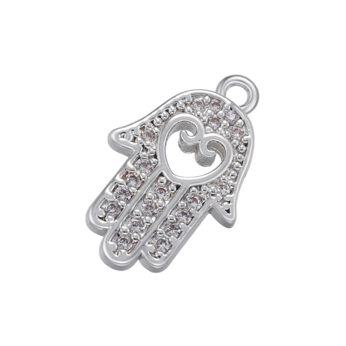 Chic Hypoallergenic Micro-inset Zircon Pentagonal Star Palm Love Pendant Handmade DIY Jewelry Accessories