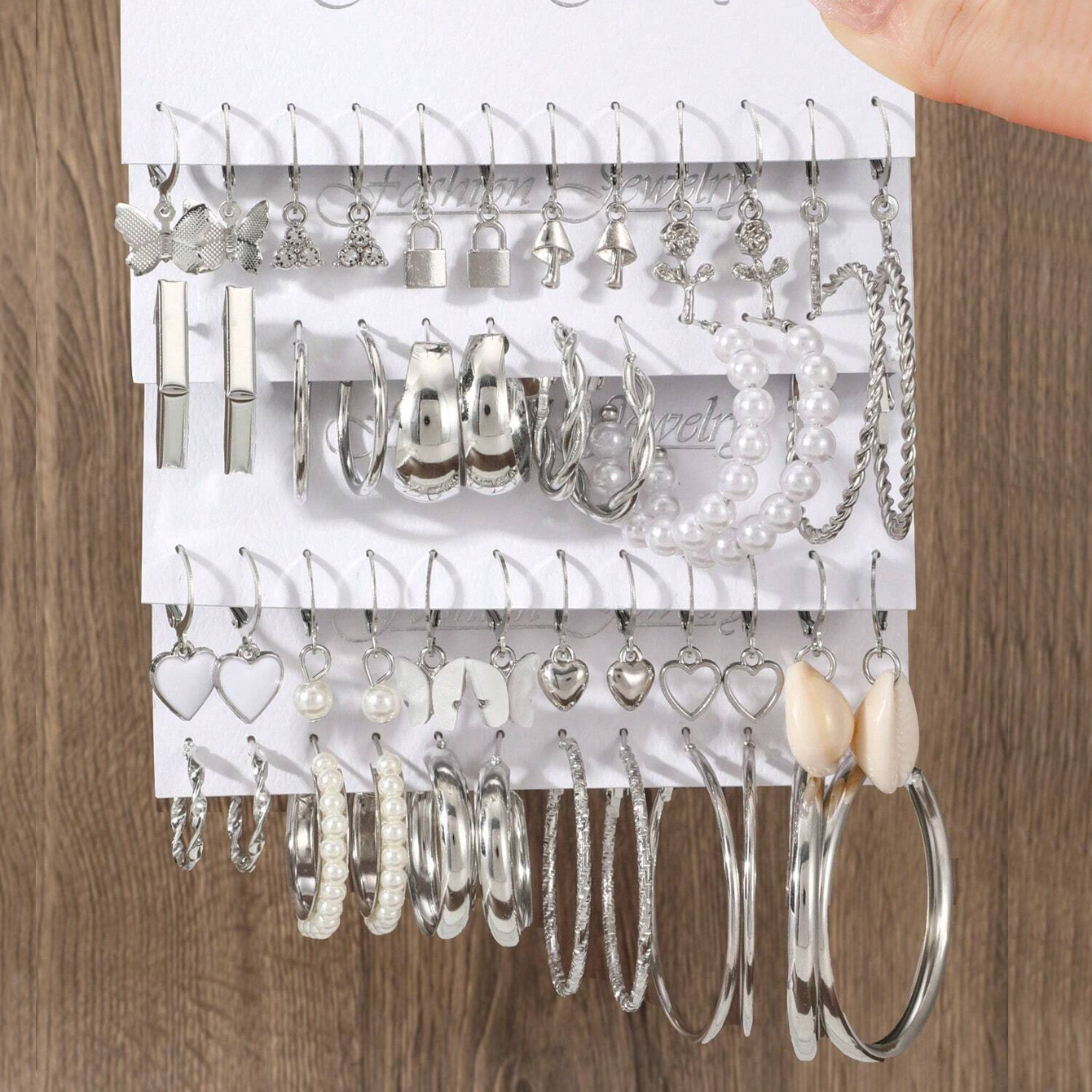 Heart Pearl Dangle Earrings Set Butterfly Locks Earrings For Women Trendy Jewelry Hoop Earrings 2024 216045345183