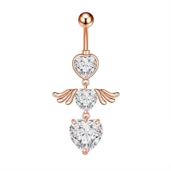 Trendy Belly Button Rings Butterfly Zircon Navel Piercing Ring for Women Body Belly Piercing Jewelry