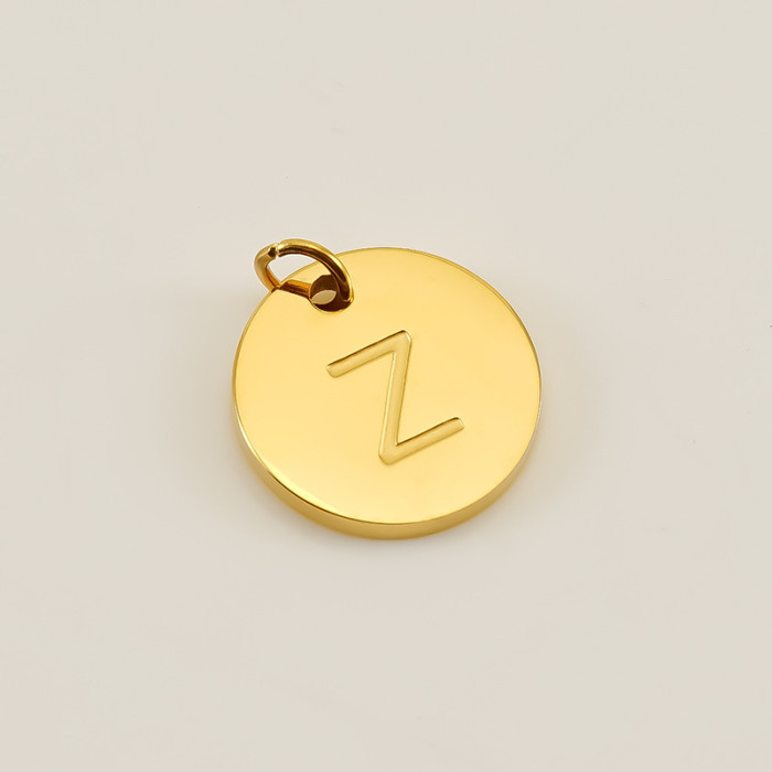 18k Gold Plated Round Stainless Steel 26 English Letters Small Pendant DIY Jewelry Accessories