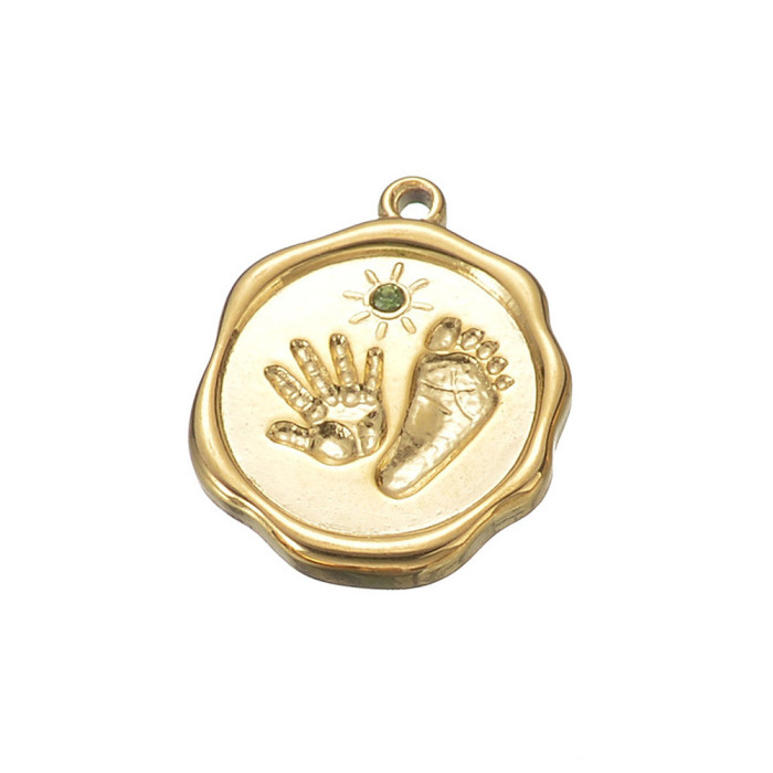 Chic Hypoallergenic 18K Gold Plated Stainless Steel Baby Palm Pendant Handmade DIY Jewelry Accessories, Necklaces