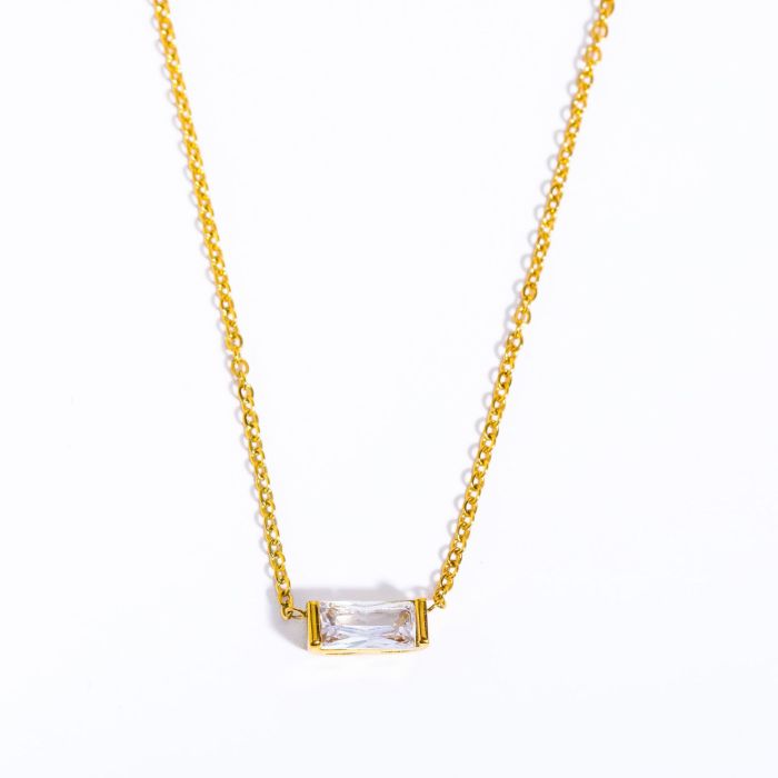 Chic 18K Gold Plated Stainless Steel 12 Birthstone Necklace Trendy Casual Jewelry Gift