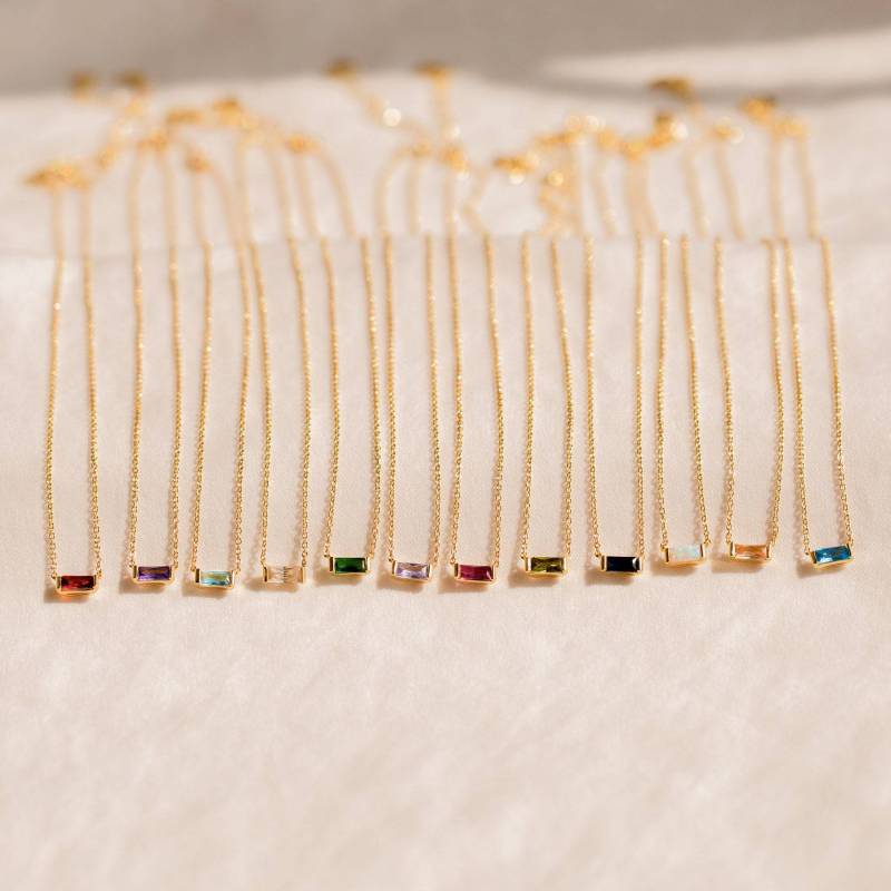 Chic 18K Gold Plated Stainless Steel 12 Birthstone Necklace Trendy Casual Jewelry Gift