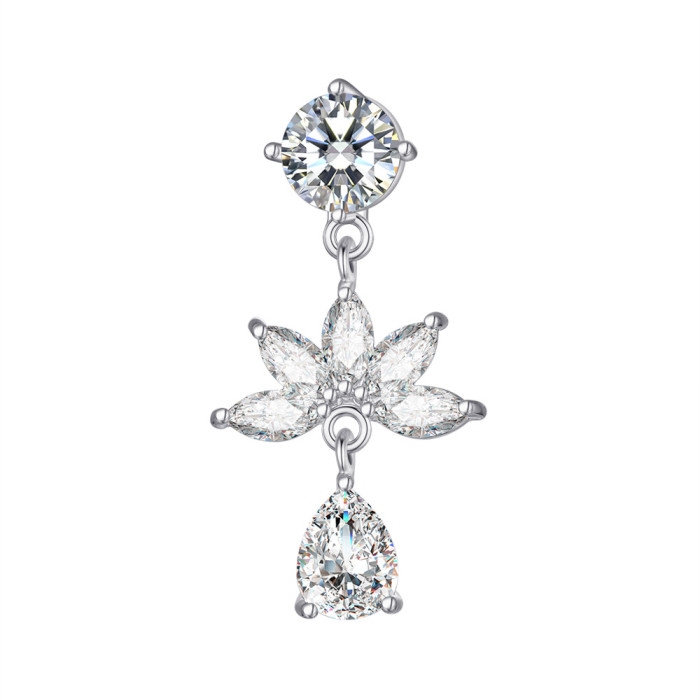 Trendy Belly Button Rings Butterfly Zircon Navel Piercing Ring for Women Body Belly Piercing Jewelry