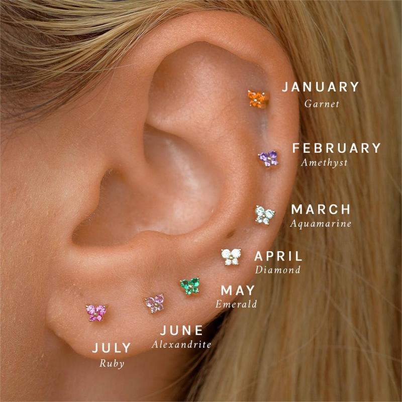 Chic Hypoallergenic 12 Stone Butterfly Stud Earring for Women Stylish Trendy Party Festival Casual Jewelry Gift