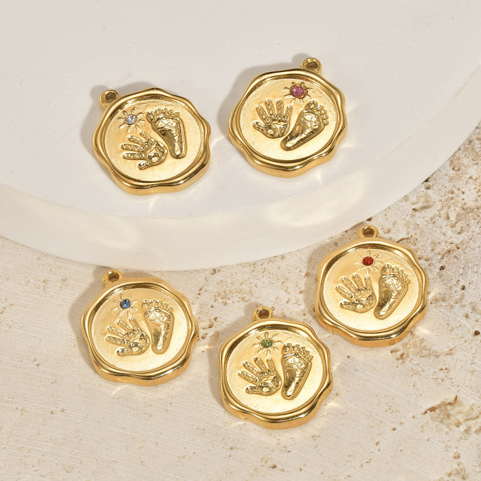 Chic Hypoallergenic 18K Gold Plated Stainless Steel Baby Palm Pendant Handmade DIY Jewelry Accessories, Necklaces