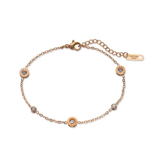 Classic Roman Numerals Cubic Zirconia Chain & Link Bracelets Jewelry Titanium Steel Charms Bracelet for Women
