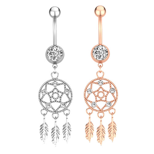 Chic Dream Catcher Navel Belly Button Ring Navel Piercing Jewelry Body Jewelry Stainless Steel Jewelry for Women Gift