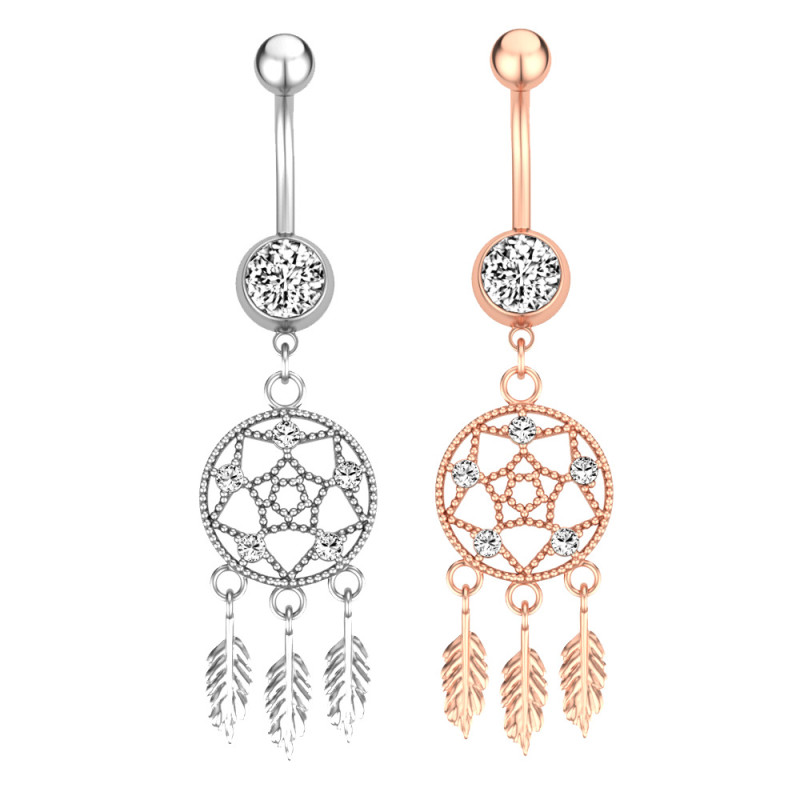 Chic Dream Catcher Navel Belly Button Ring Navel Piercing Jewelry Body Jewelry Stainless Steel Jewelry for Women Gift