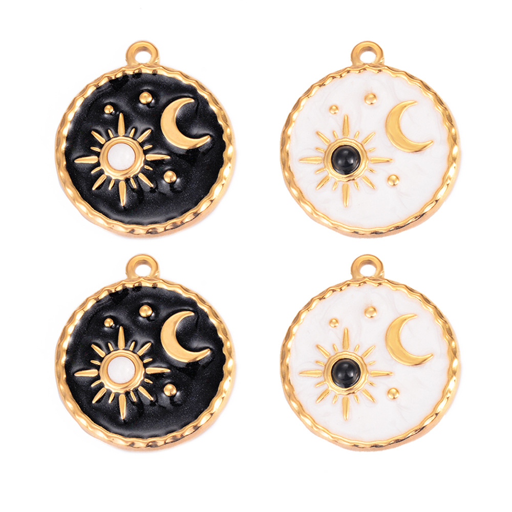Chic Hypoallergenic Tarot Sun Moon Stainless Steel Round Pendant Handmade Diy Jewelry Accessories 216045320091