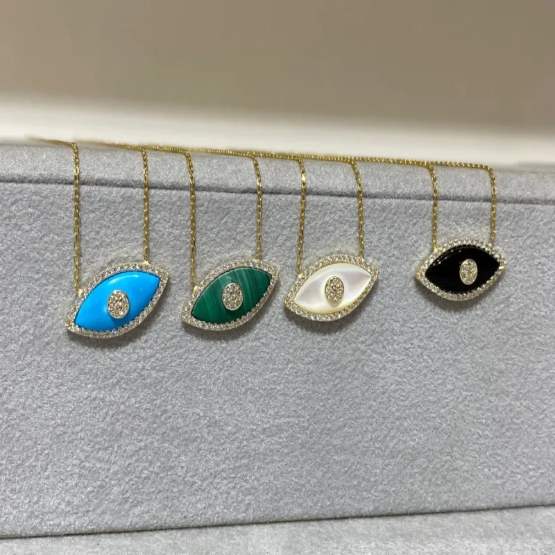 18K Gold Plated Stainless Steel Devil's Eyes Necklace Women Stylish Trendy Party Festival Casual Jewelry Gift