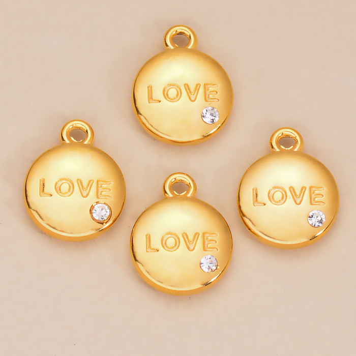 Chic Hypoallergenic Stainless Steel 3D Circle LOVE Letter Pendant Handmade DIY Jewelry Accessories