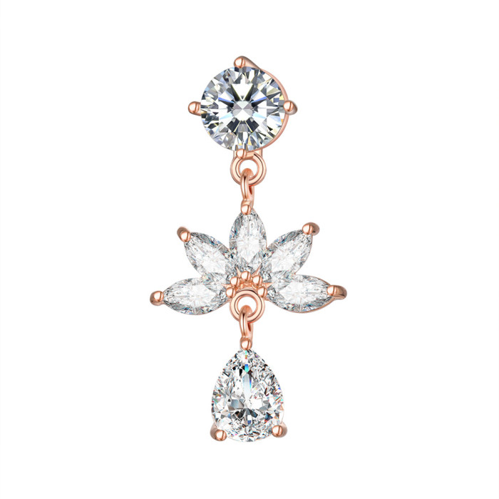 Trendy Belly Button Rings Butterfly Zircon Navel Piercing Ring for Women Body Belly Piercing Jewelry