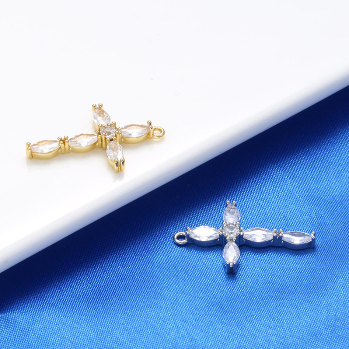 Chic Hypoallergenic Zircon Cross Pendant for Women Fashion Exquisite Handmade DIY Jewelry Accessories, Necklaces