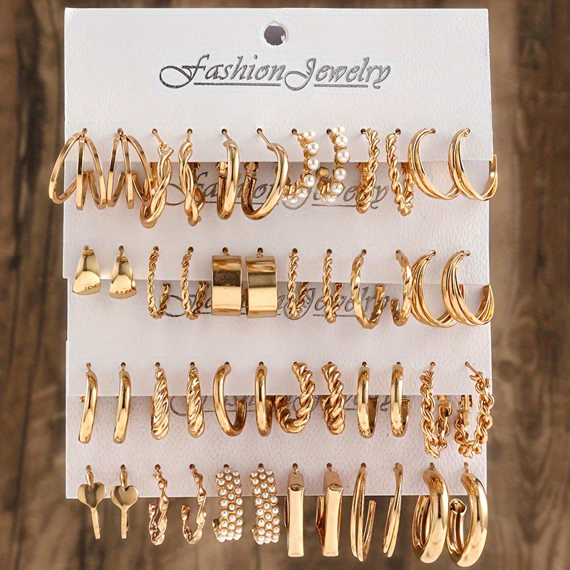 Trendy Gold Color Geometric Hoop Dangle Circle Imitation Pearl Drop Girls Earrings Jewelry Gift