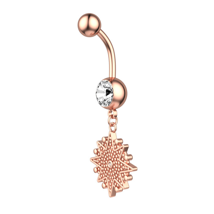 Chic Hypoallergenic Flower Navel Ring Stainless Steel Flower Women Belly Button Ring Navel Piercing Jewelry