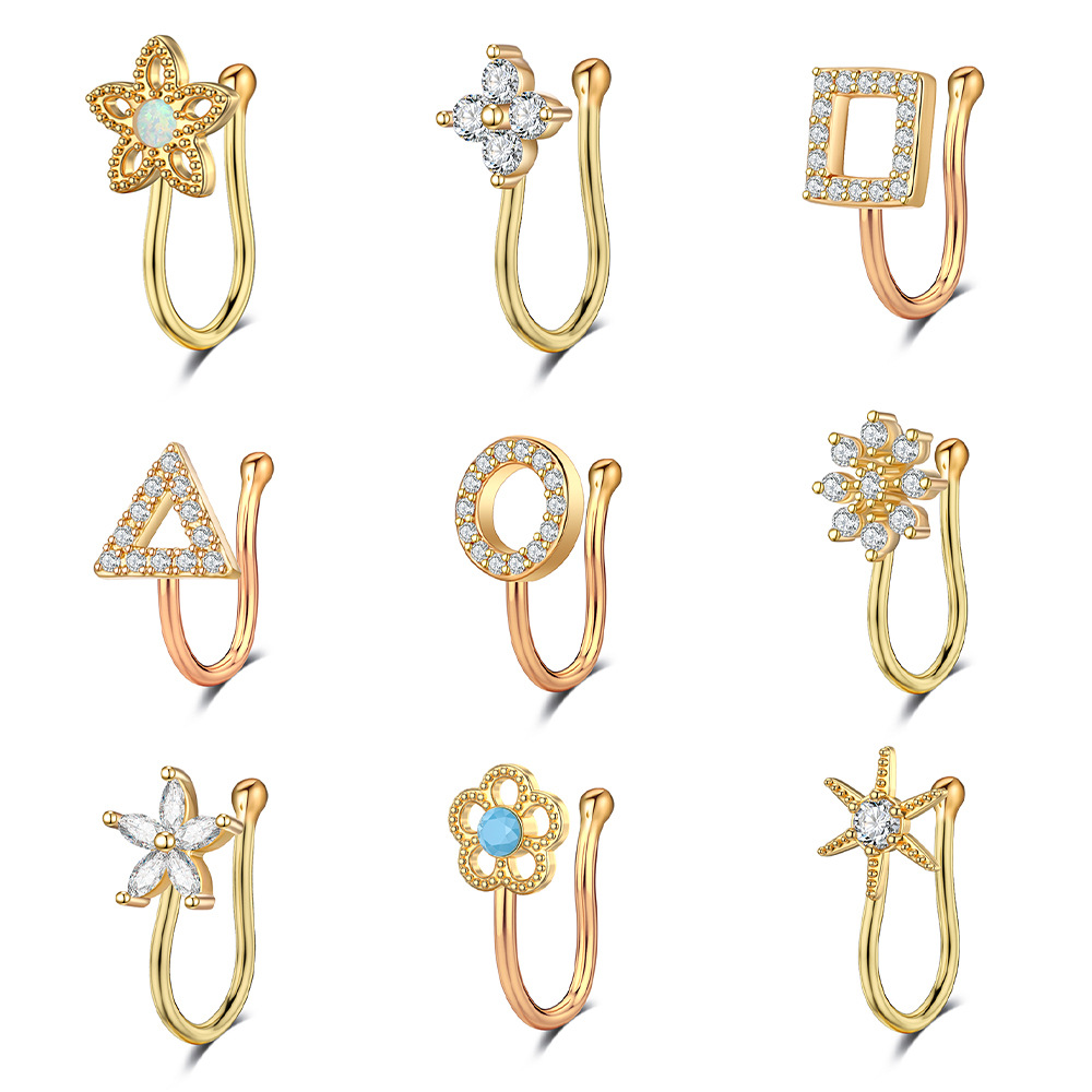 Chic Hypoallergenic Zircon Hollow Nose Ring For Women U Shaped Nose Clip Non Perforated Septum Jewelry 216045332268