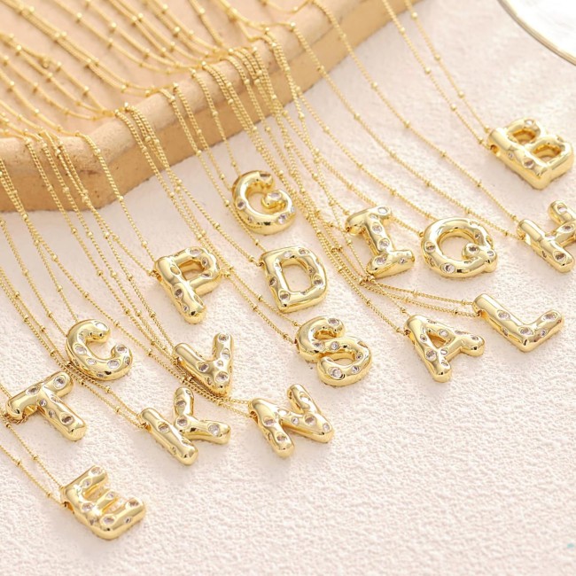 Chic Dainty Smooth Zircon 26 English Letters Pendant Necklace Women Stylish Trendy Party Festival Casual Jewelry Gift