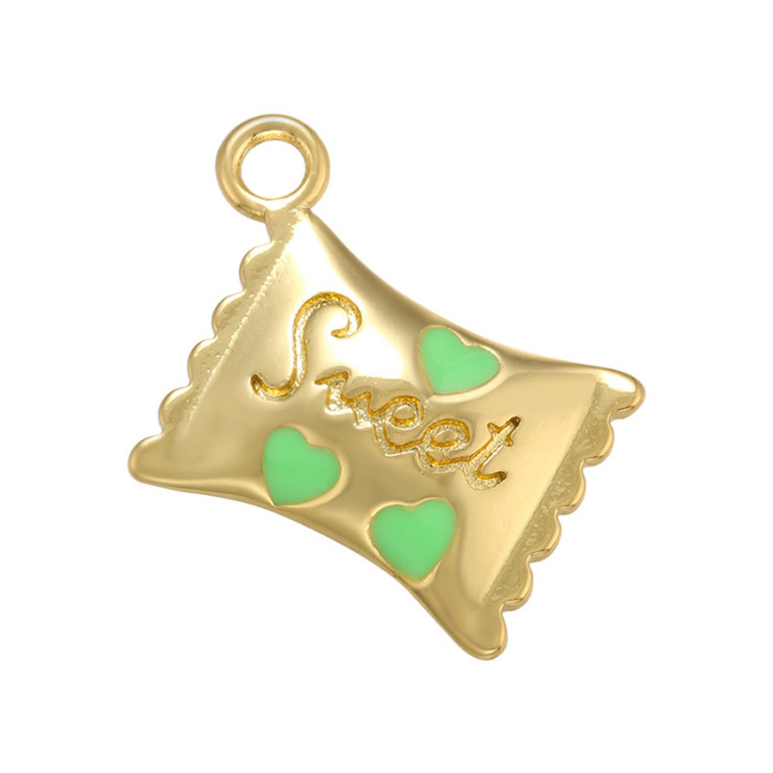 Chic Customizable Gold Plated Heart Candy Bag Pendant Handmade DIY Jewelry Accessories
