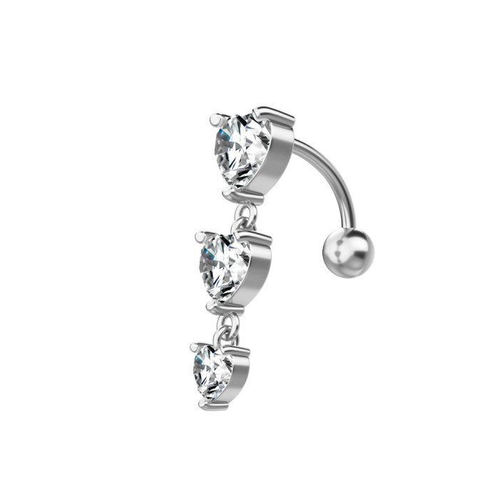 Chic Hypoallergenic Dangle CZ Belly Button Ring Cubic Zirconia Drop Pendant Navel Nail Body Piercing Jewelry