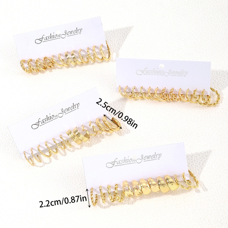 Classic Gold Color Earrings Set Twist Circle Hoop Earrings for Women Trendy Fashion jewelry Girls Gift