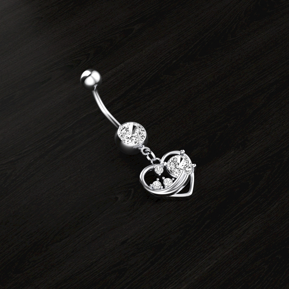 Chic Hypoallergenic Love Heart Dangle Belly Button Rings Navel Piercing Festival Casual Jewelry Gift 216045312219