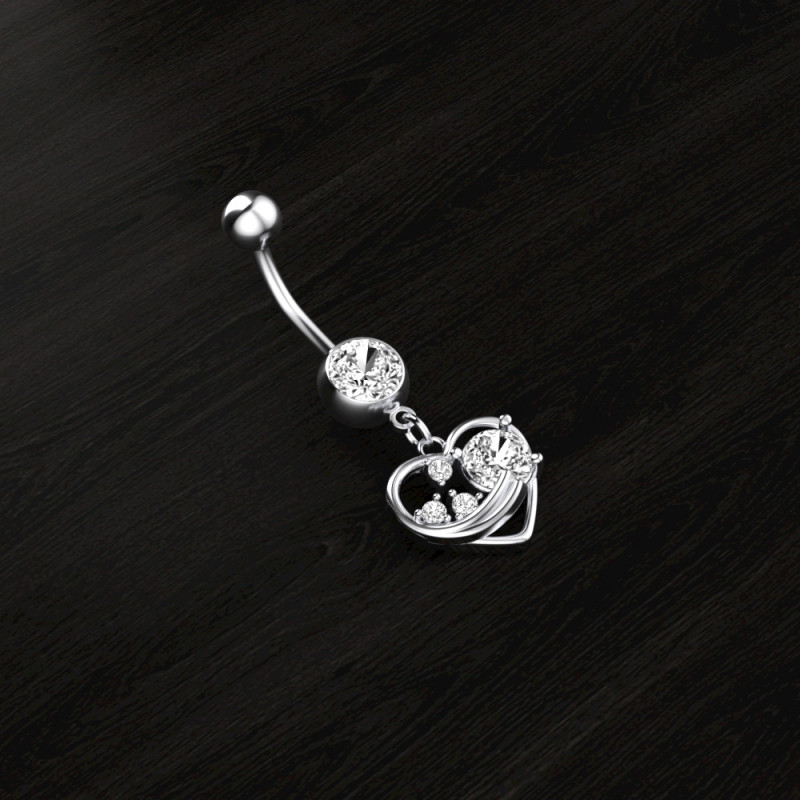 Chic Hypoallergenic Love Heart Dangle Belly Button Rings Navel Piercing Festival Casual Jewelry Gift