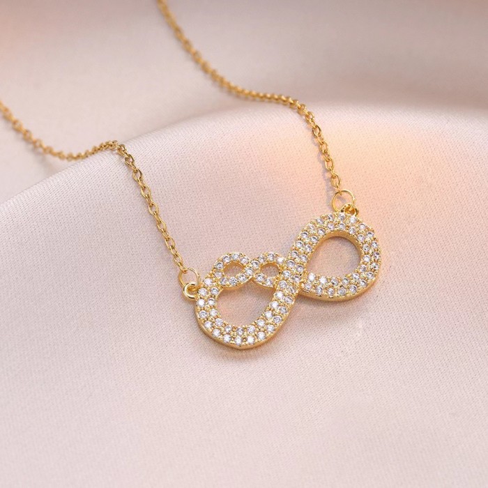 Chic Elegant Personality 8 Micro-inset Zircon Lady Necklace Valentine's Day Gift
