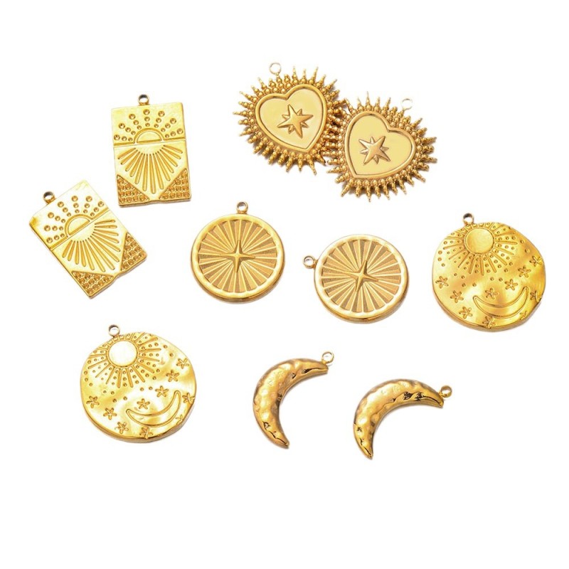 Chic Customizable Hypoallergenic Stainless Steel Sun Moon Star Pendant Handmade DIY Jewelry Accessories
