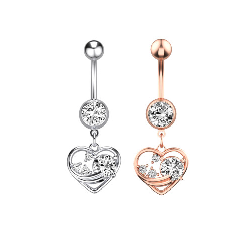 Chic Hypoallergenic Love Heart Dangle Belly Button Rings Navel Piercing Festival Casual Jewelry Gift