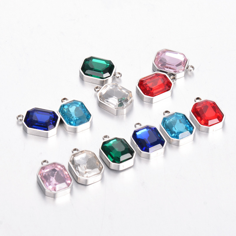 Chic Versatile Stainless Steel Glass Crystal Pendant Handmade DIY Jewelry Accessories
