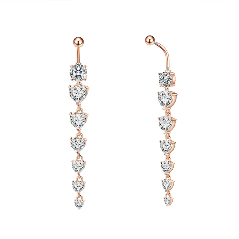 Chic Hypoallergenic Dangled Navel Ring Piercing Crystal CZs Belly Button Ring for Women Stainless Steel Belly Jewelry
