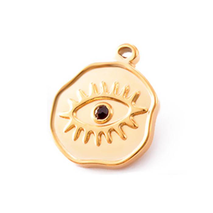 18k Gold Plated Stainless Steel Devil's Eye Irregular Circular Pendant Handmade DIY Jewelry Accessories