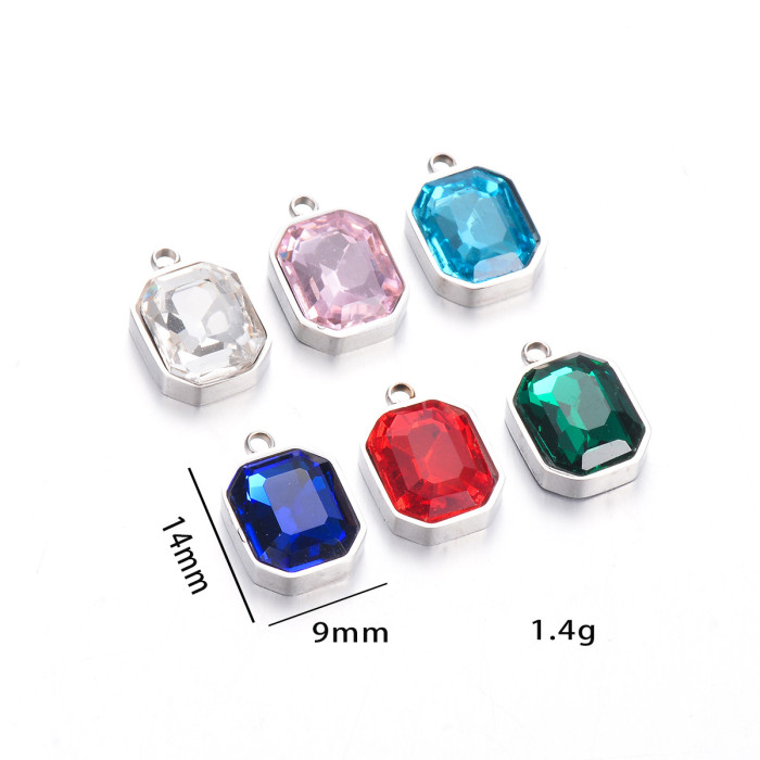 Chic Versatile Stainless Steel Glass Crystal Pendant Handmade DIY Jewelry Accessories, Necklaces