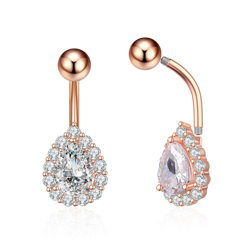 Chic Stainless Steel Belly Button Rings for Women Girls Navel Rings Curved Barbell CZ Body Jewelry