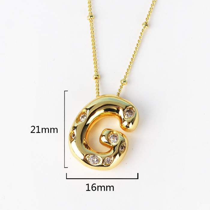 Chic Dainty Smooth Zircon 26 English Letters Pendant Necklace Women Stylish Trendy Party Festival Casual Jewelry Gift