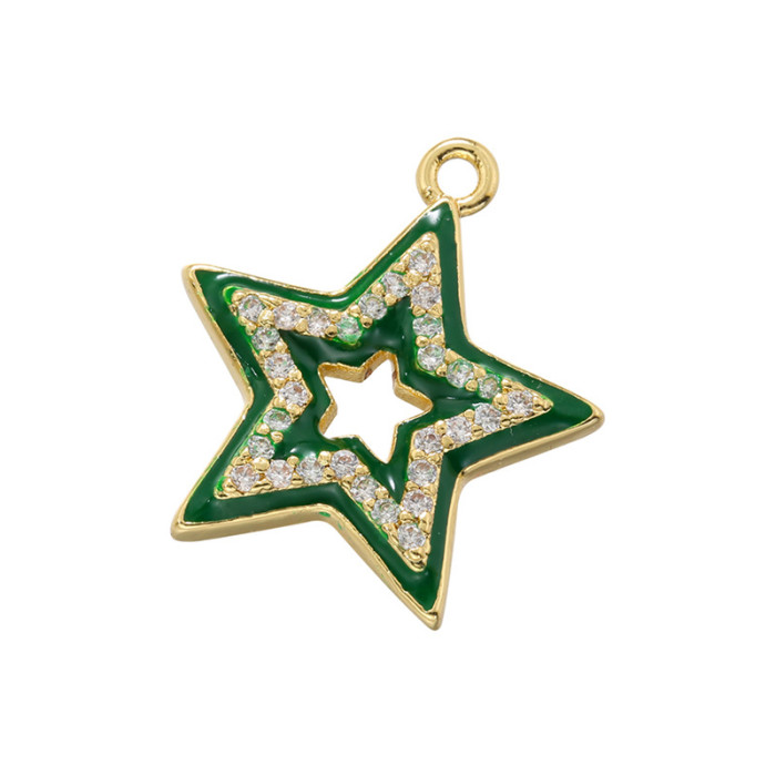 Chic Colorful Enamel Dripping Oil Pentagram Pendant Handmade DIY Jewelry Accessories