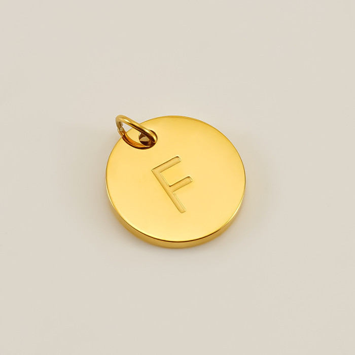 18k Gold Plated Round Stainless Steel 26 English Letters Small Pendant DIY Jewelry Accessories