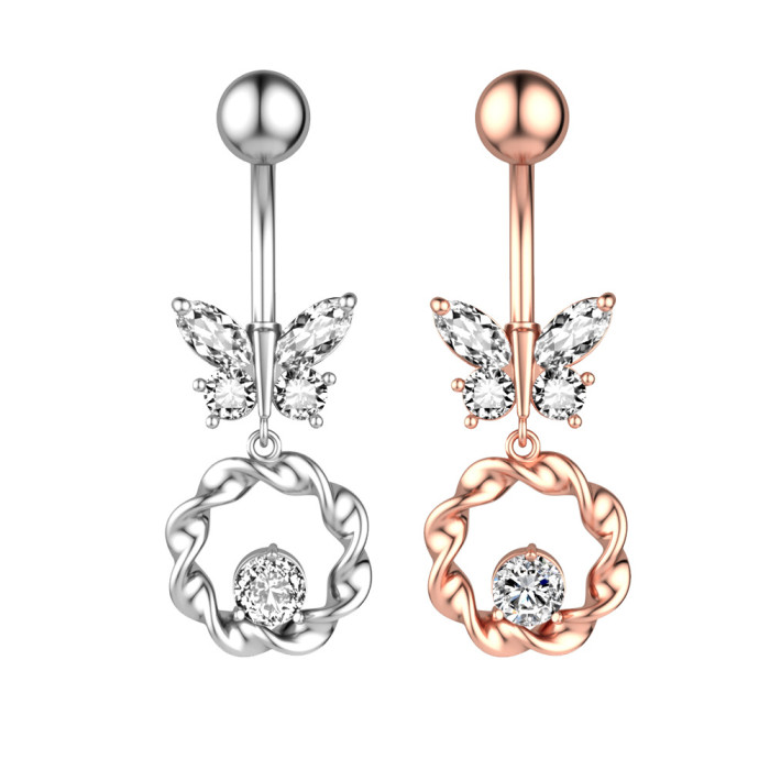 Chic Zircon Fashion Steel Navel Piercing Belly Button Rings Belly Piercing Body Jewelry