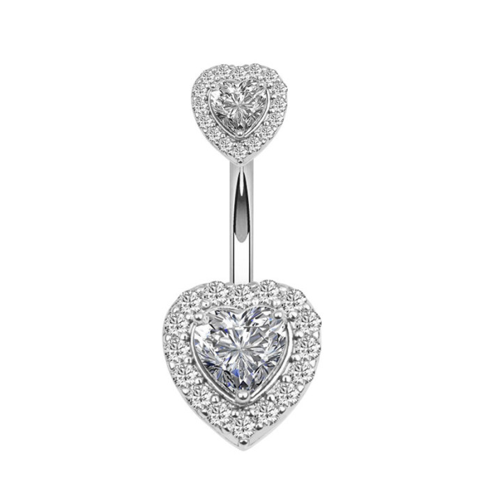 Hypoallergenic Zircon Heart Belly Button Ring Sexy Body Navel Piercing Nombril for Women