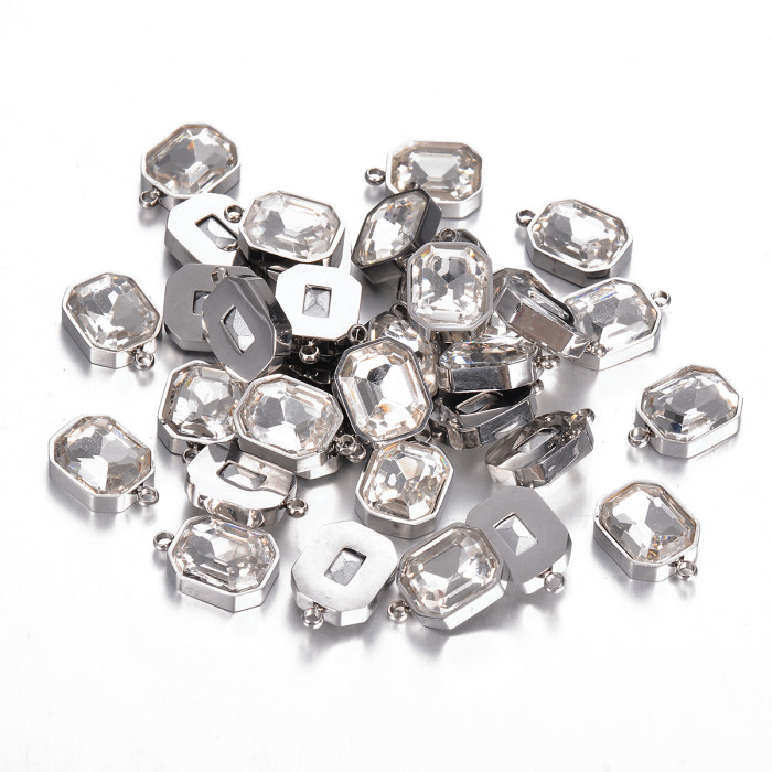 Chic Versatile Stainless Steel Glass Crystal Pendant Handmade DIY Jewelry Accessories, Necklaces