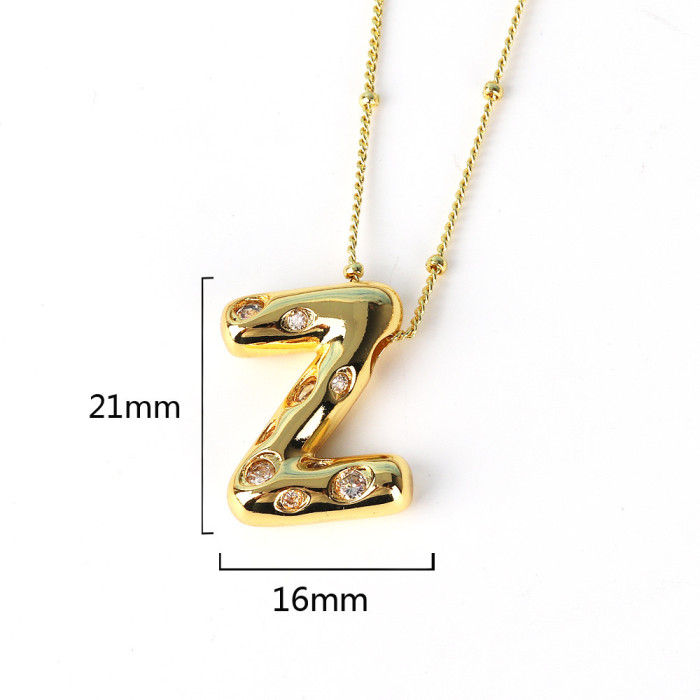 Chic Dainty Smooth Zircon 26 English Letters Pendant Necklace Women Stylish Trendy Party Festival Casual Jewelry Gift