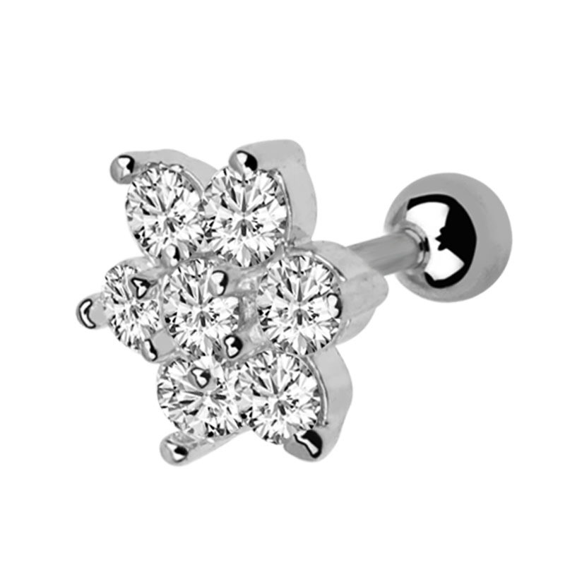 Chic Stainless Steel Cartilage Stud Earrings for Women Opal Star Flower Studs Ear Piercing Jewelry