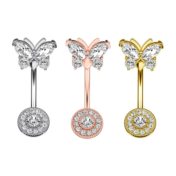 Chic Hypoallergenic Butterfly Belly Button Rings Sexy Navel Ring Body Jewelry Beach Belly Navel Rings for Women Girls Gift